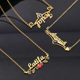 Custom Evil Eye Name Necklace for Women Stainless Steel Nameplate Pendant