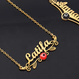 Custom Evil Eye Name Necklace for Women Stainless Steel Nameplate Pendant