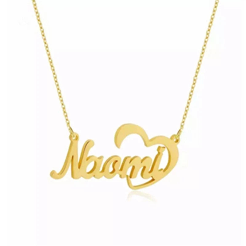 Heart Name Nameplate Stainless Steel Necklaces Women?s Personalized Letter Jewel
