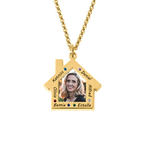 Personalized Family Birthstone Necklace with Engraving