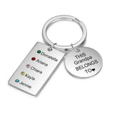 Family Keychain Daddy belongs to Names Personalized Birthstone Keychain