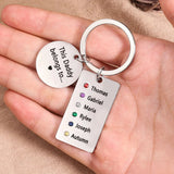 Family Keychain Daddy belongs to Names Personalized Birthstone Keychain