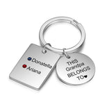 Family Keychain Daddy belongs to Names Personalized Birthstone Keychain