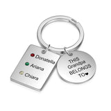Family Keychain Daddy belongs to Names Personalized Birthstone Keychain