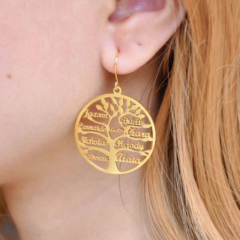 Family Names Drop Earrings - Personalized Nameplate Dangle Earring