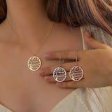 Personalized Family Name Necklace Stainless Steel Tree of Life Pendant