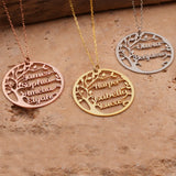 Personalized Family Name Necklace Stainless Steel Tree of Life Pendant