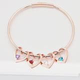Personalized Family Names Heart Bangle with Birthstone Bracelet