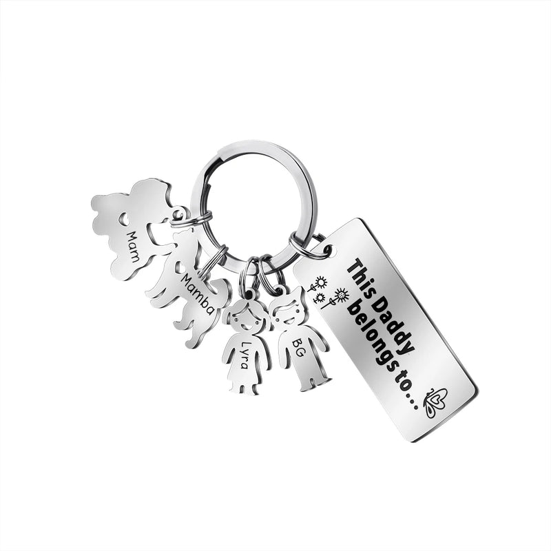 Family Names Keychain with Pet Cust Personalized Gift