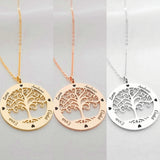 Family Names Necklace Stainless Steel Personalized Name Pendant Tree Of Life