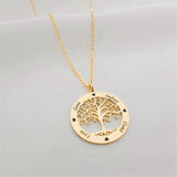 Family Names Necklace Stainless Steel Personalized Name Pendant Tree Of Life