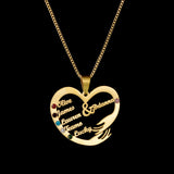 Personalized Family Names Necklace with Birthstone Heart Pendant