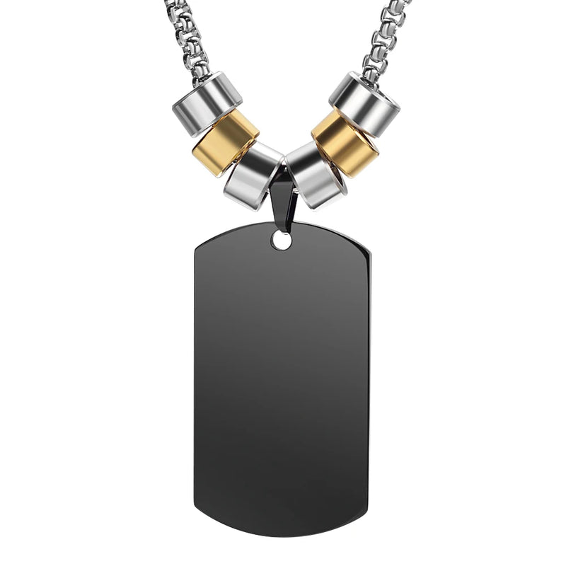 Family Photo Necklace Stainless Steel Square Pendant Engraved Name Couple