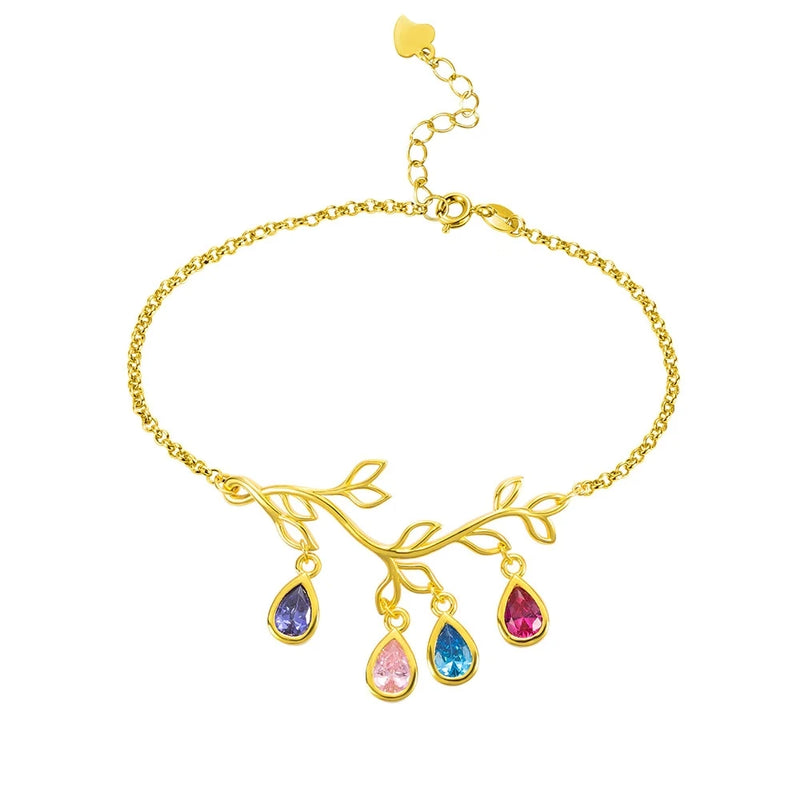 Family Tree Birthstone Bracelet Personalized Jewelry Bangle