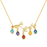 Family Tree Branch Birthstone Necklace Personalized Jewelry Necklace