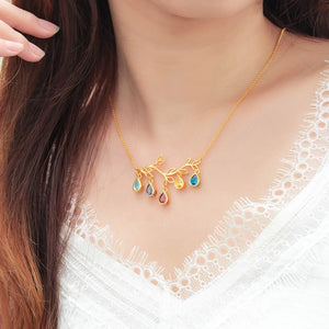 Family Tree Branch Birthstone Necklace Personalized Jewelry Necklace