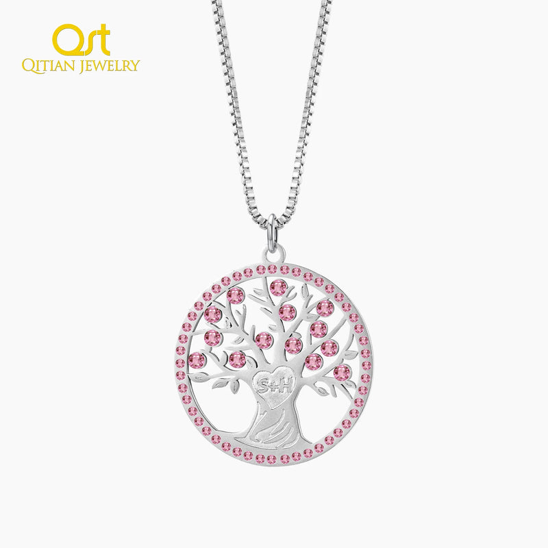 Family Tree Of Life Initials Name Necklace For Women