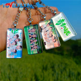 Family Group Photo Double Side Keychain Anime Logo DIY Car Key Ring