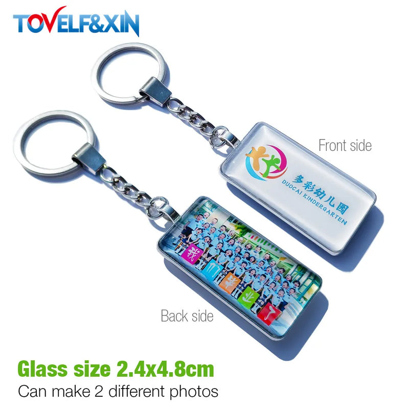 Family Group Photo Double Side Keychain Anime Logo DIY Car Key Ring