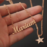 Double Layer Name Necklace For Women Personalized Heart Names Pendant Necklaces