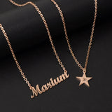 Double Layer Name Necklace For Women Personalized Heart Names Pendant Necklaces