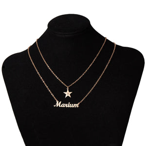 Double Layer Name Necklace For Women Personalized Heart Names Pendant Necklaces