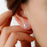 Numbers Stainless Steel Stud Earrings For Women Personalized
