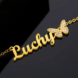 Personalized Stainless Steel Diamond Butterfly Name Necklace
