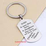 Personalized Kid Name Keyring for Dad, Stainless Steel Car Key Tag Holder
