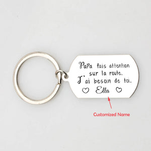 Personalized Papa French Name Key Ring