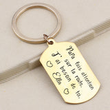 Personalized Papa French Name Key Ring