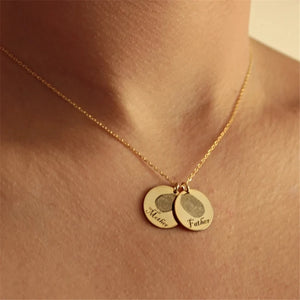 Personalized Fingerprint Necklace Stainless Steel Name Pendant for Women