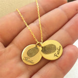 Personalized Fingerprint Necklace Stainless Steel Name Pendant for Women
