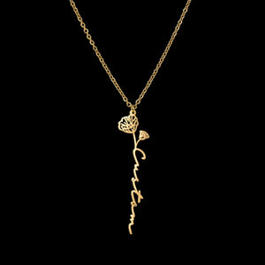 Rose Name Necklace Personalized Stainless Steel Pendant Choker