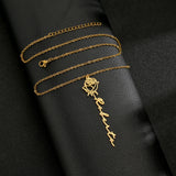 Rose Name Necklace Personalized Stainless Steel Pendant Choker