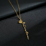 Rose Name Necklace Personalized Stainless Steel Pendant Choker