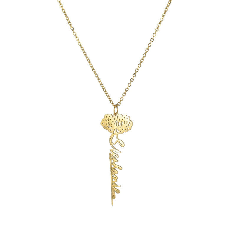 Rose Name Necklace Stainless Steel Personalized Choker Pendant
