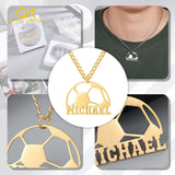 Custom Football Name Necklace for Men Stainless Steel Chain