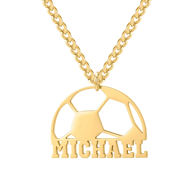 Custom Football Name Necklace for Men Stainless Steel Chain