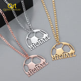 Custom Football Name Necklace for Men Stainless Steel Chain