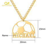 Custom Football Name Necklace for Men Stainless Steel Chain