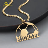 Custom Football Name Necklace for Men Stainless Steel Chain
