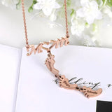 Baby Feet Name Mom Necklace Kids Birthday MAMA Engraved Stainless Steel