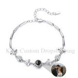 Four-Leaf Clover Diamond Projection Bracelet - Personalized Photos