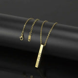 Vertical Bar Engraving Name Number Necklace Personalized Stainless Steel