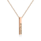 Vertical Bar Engraving Name Number Necklace Personalized Stainless Steel