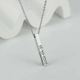 Vertical Bar Engraving Name Number Necklace Personalized Stainless Steel