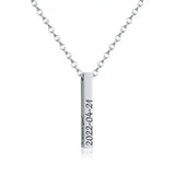 Vertical Bar Engraving Name Number Necklace Personalized Stainless Steel