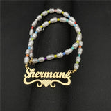 Freshwater Pearl Name Necklace Personalized Stainless Steel Pendant