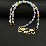 Freshwater Pearl Name Necklace Personalized Stainless Steel Pendant
